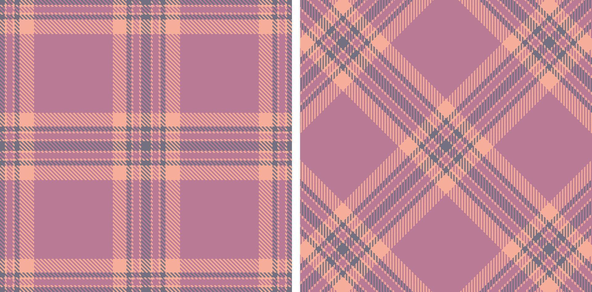 Deep Pale Salmon and Pastel Purplish Grey Seamless Tartan Fabric Design vector