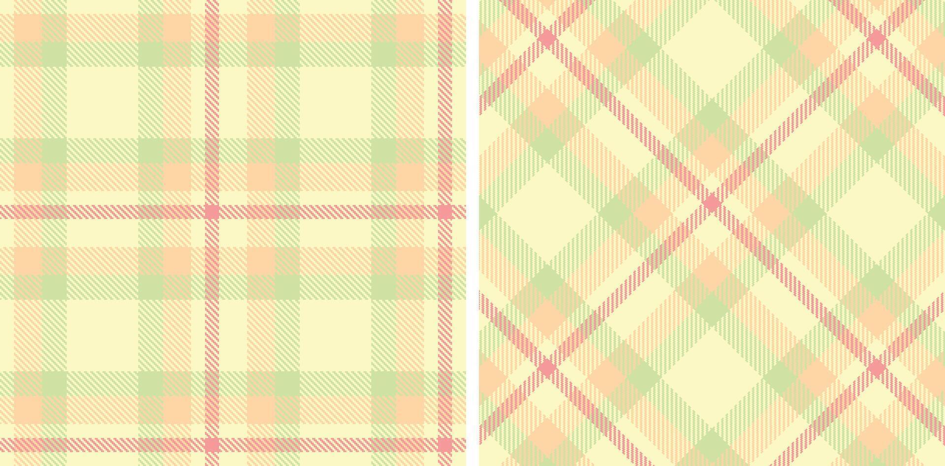 Cool Egg Shell Seamless Tartan with Vivid Light Peach accents Fabric Design vector