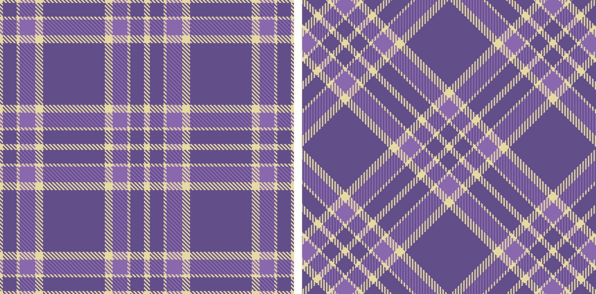 Muted Beige Seamless Tartan with Vivid Twilight accents Fabric Design vector