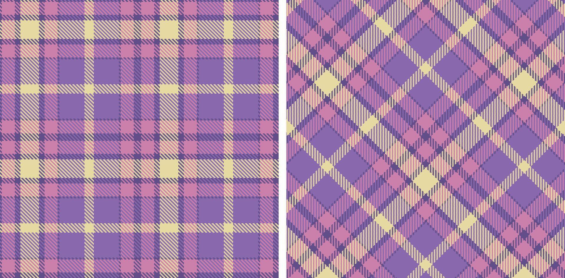 Pale Twilight and Soft Dull Pink Seamless Tartan Fabric Design vector