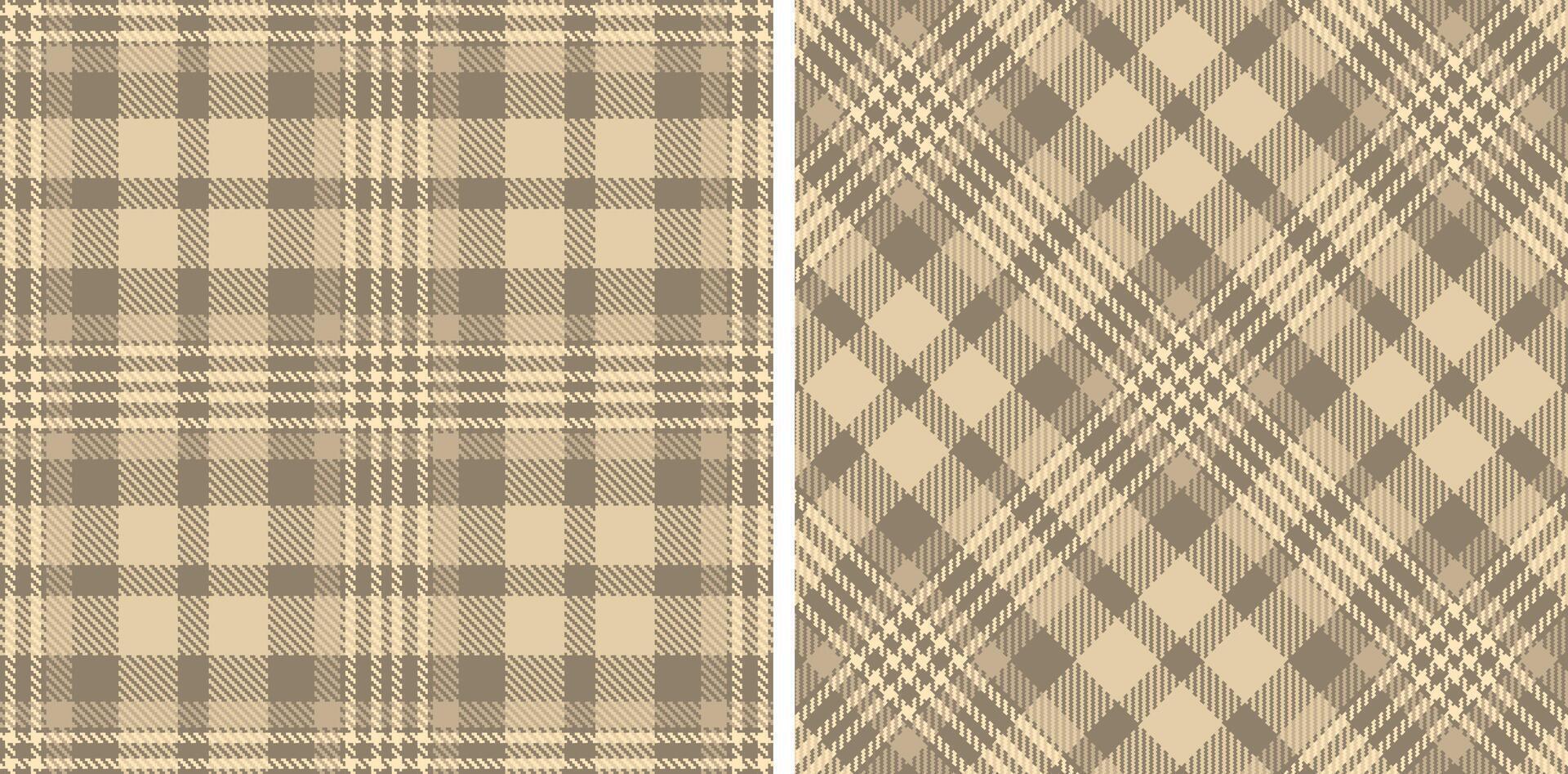 Muted Brownish Grey Seamless Tartan with Bright Light Peach accents Fabric Design vector