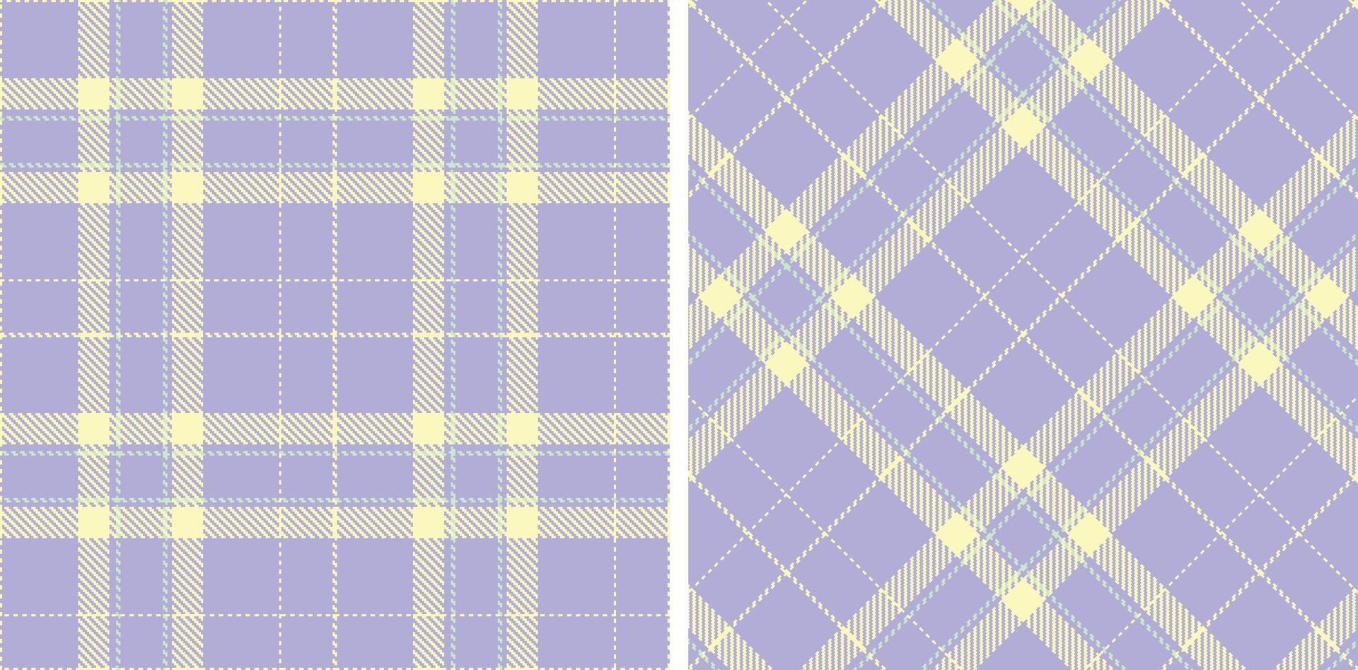 Pastel Pale Violet Seamless Tartan with Neon Cream accents Fabric Design vector