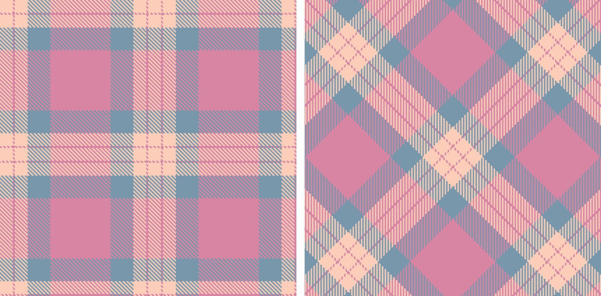 Cool Light Peach Seamless Tartan with Deep Dull Pink accents Fabric Design vector