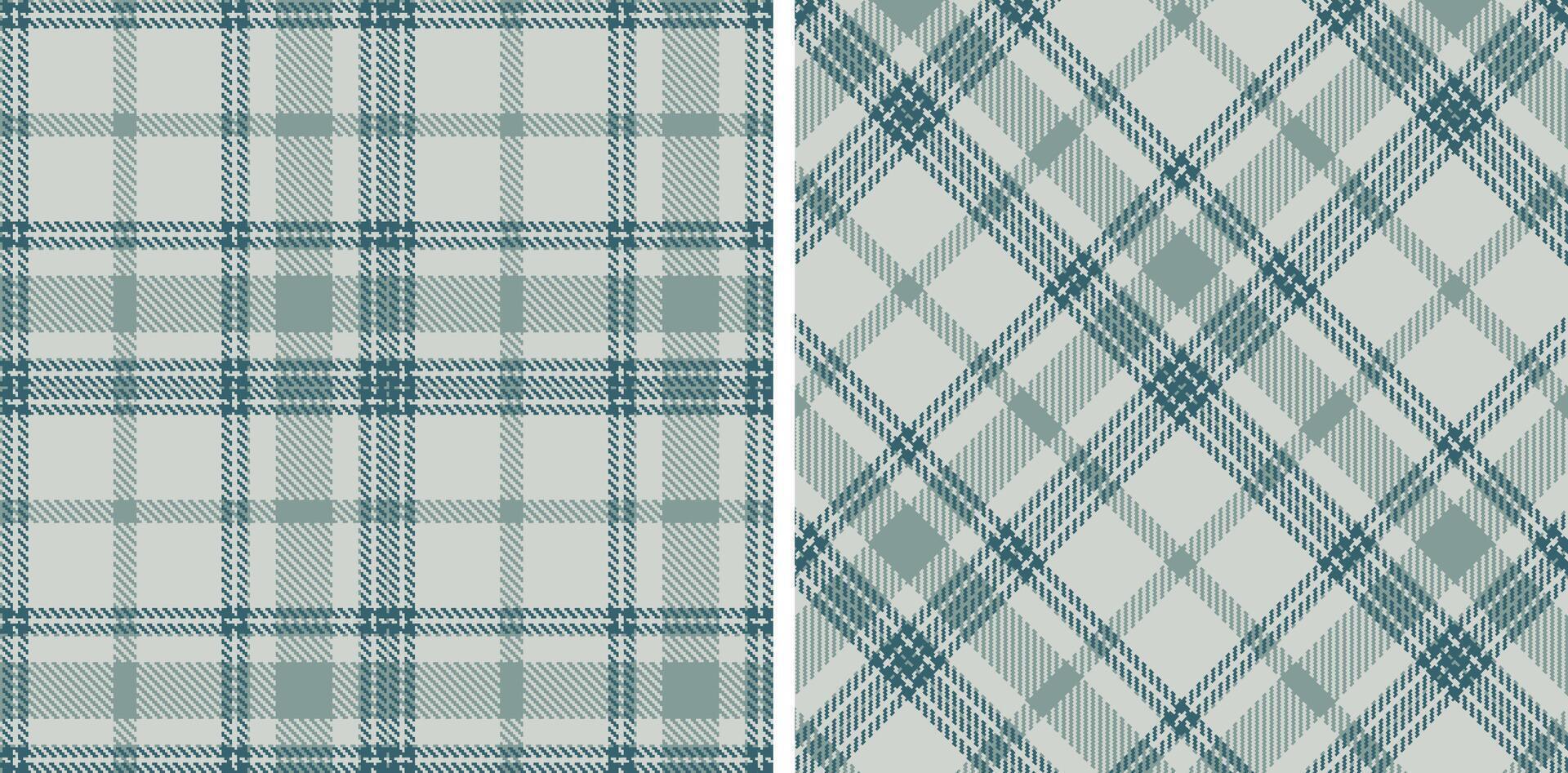 Vivid Light Grey Seamless Tartan with Pale Petrol accents Fabric Design vector