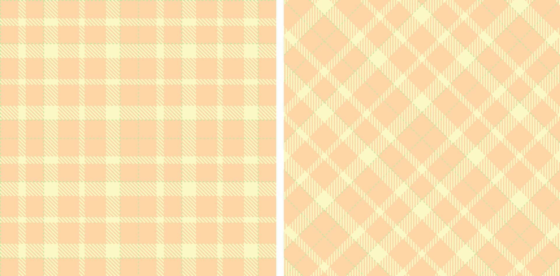 Warm Light Peach and Soft Egg Shell Seamless Tartan Fabric Design vector