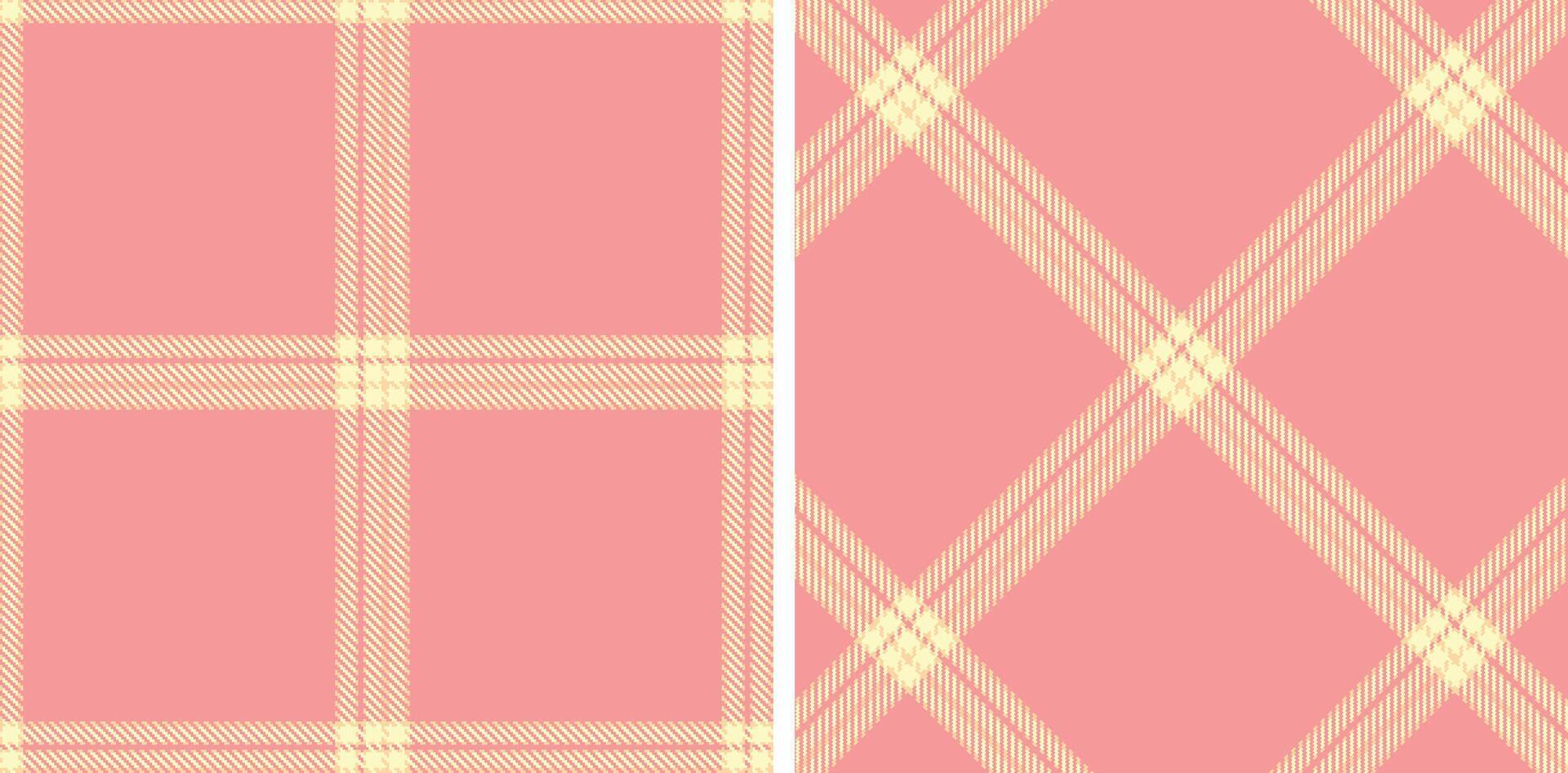 Dark Light Peach and Bright Egg Shell Seamless Tartan Fabric Design vector