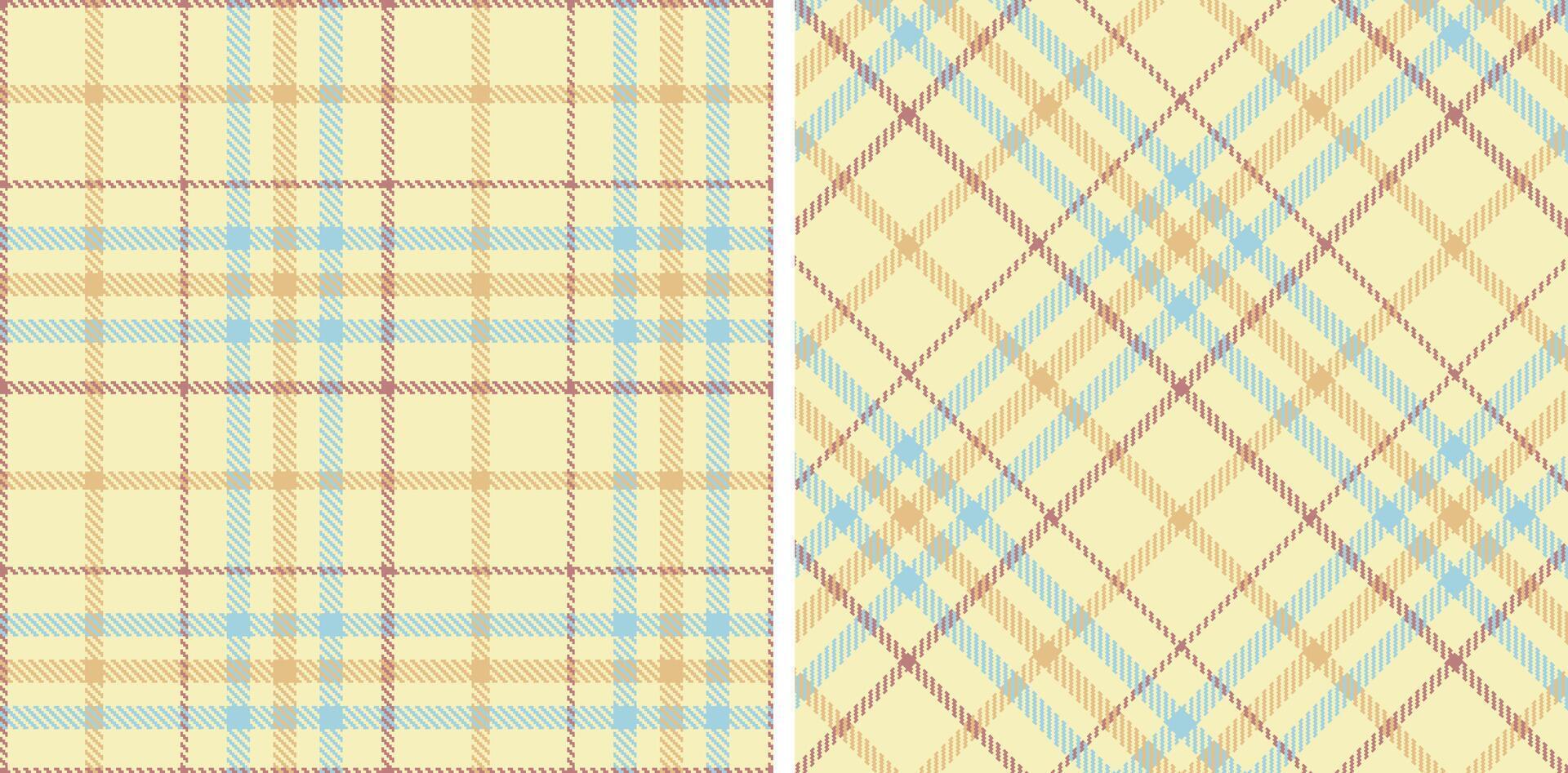 Rich Egg Shell Seamless Tartan with Vivid Brownish Pink accents Fabric Design vector