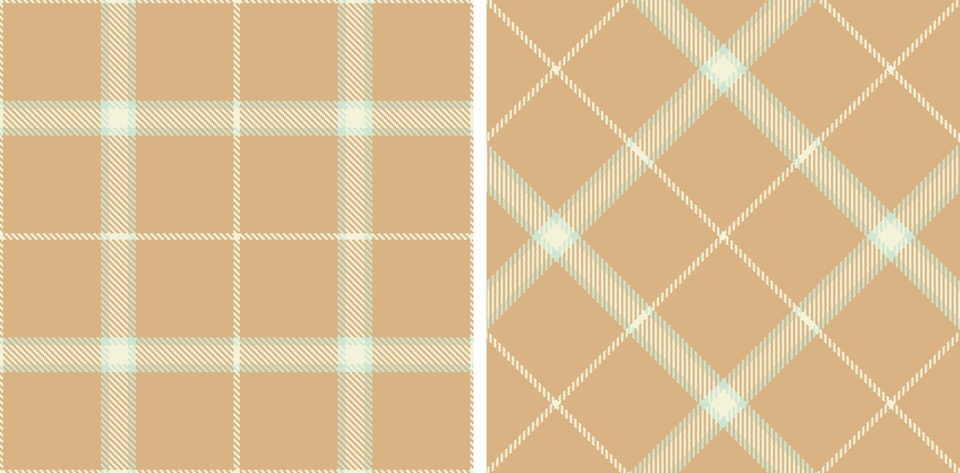 Neon Off White Seamless Tartan with Rich Very Light Brown accents Fabric Design vector