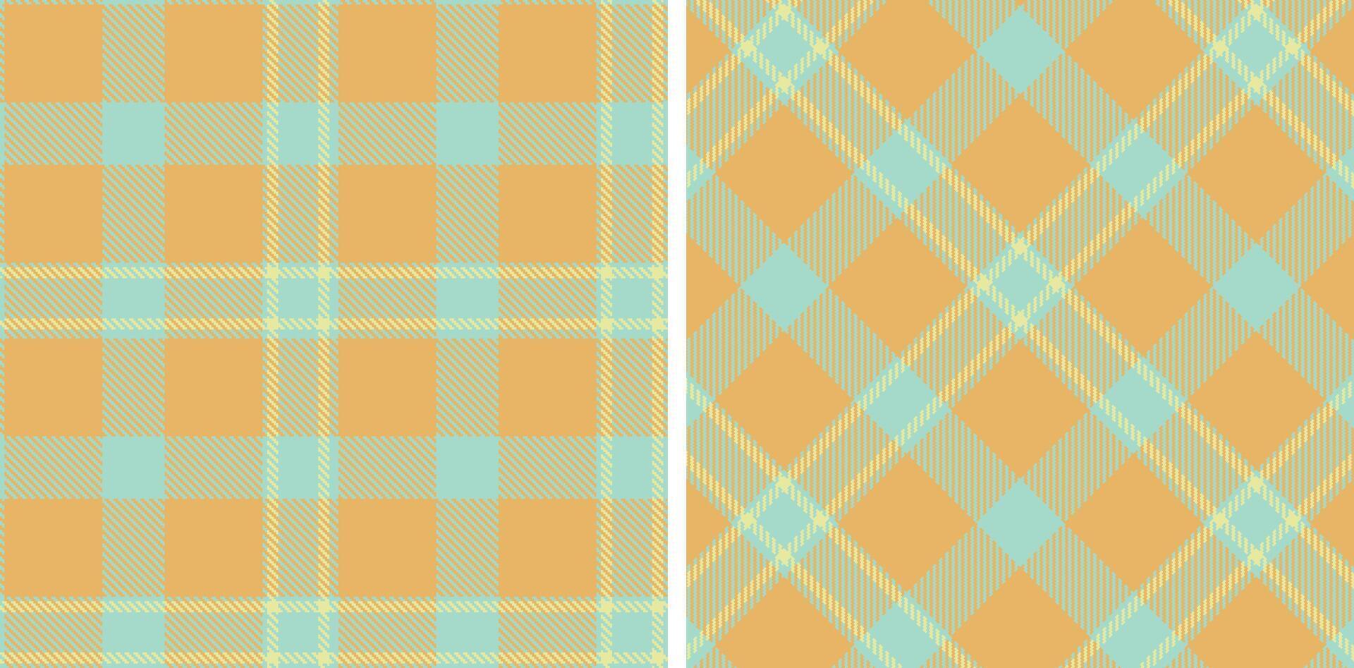 Rich Pale Teal and Rich Desert Seamless Tartan Fabric Design vector