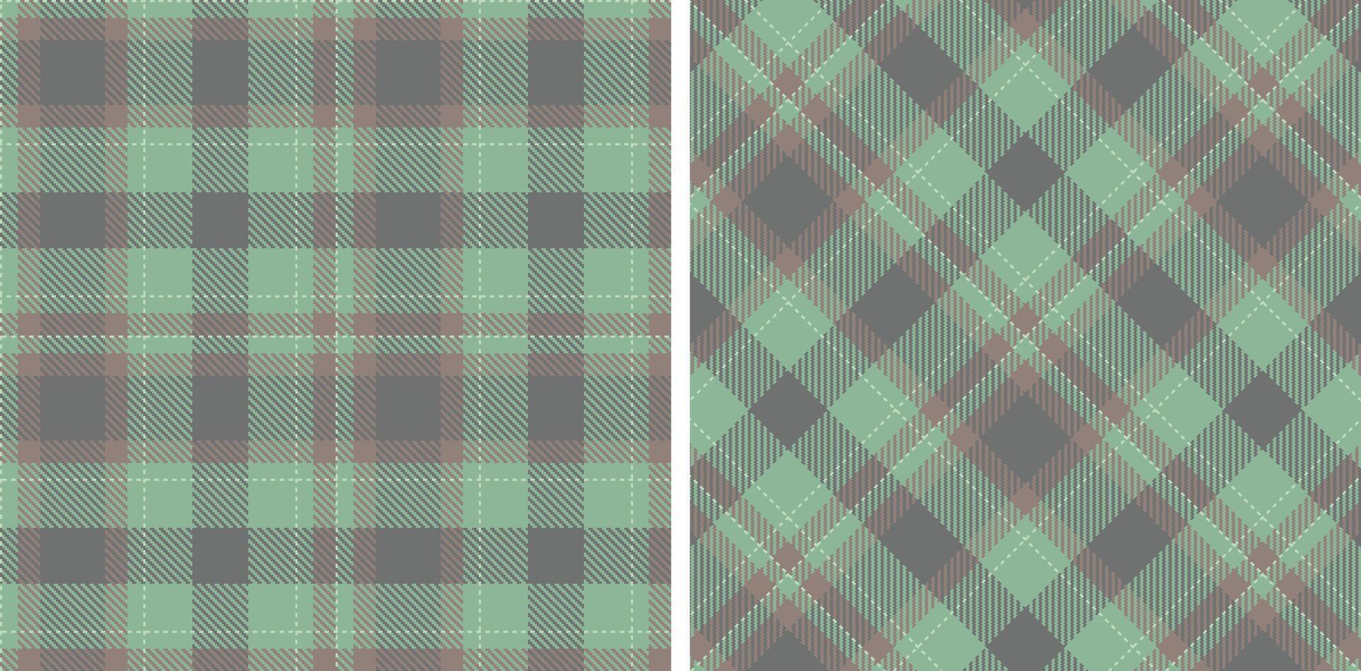 Dusty Greenish Grey Seamless Tartan with Dark Warm Grey accents Fabric Design vector