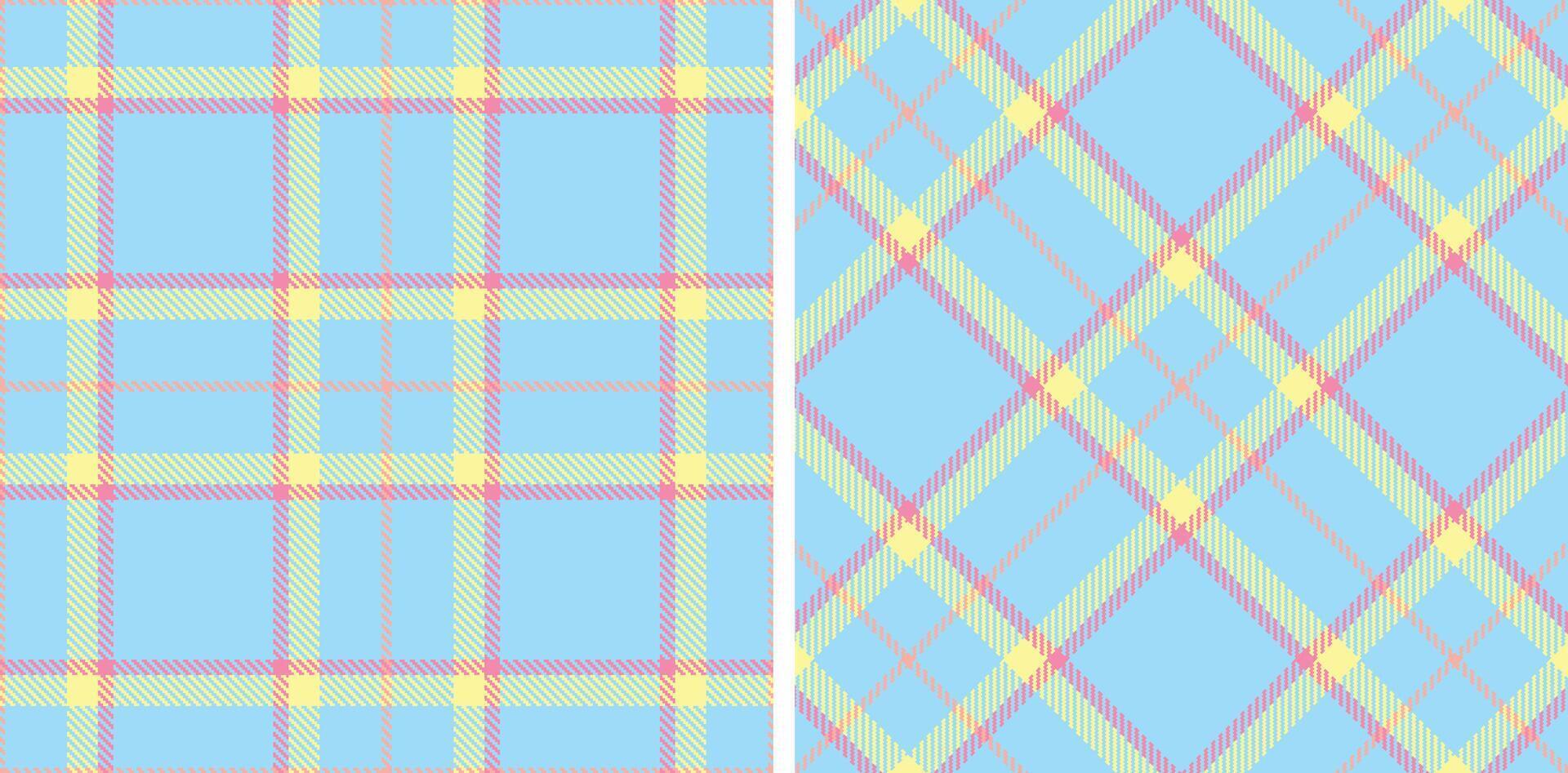 Light Light Blue and Pastel Buff Seamless Tartan Fabric Design vector
