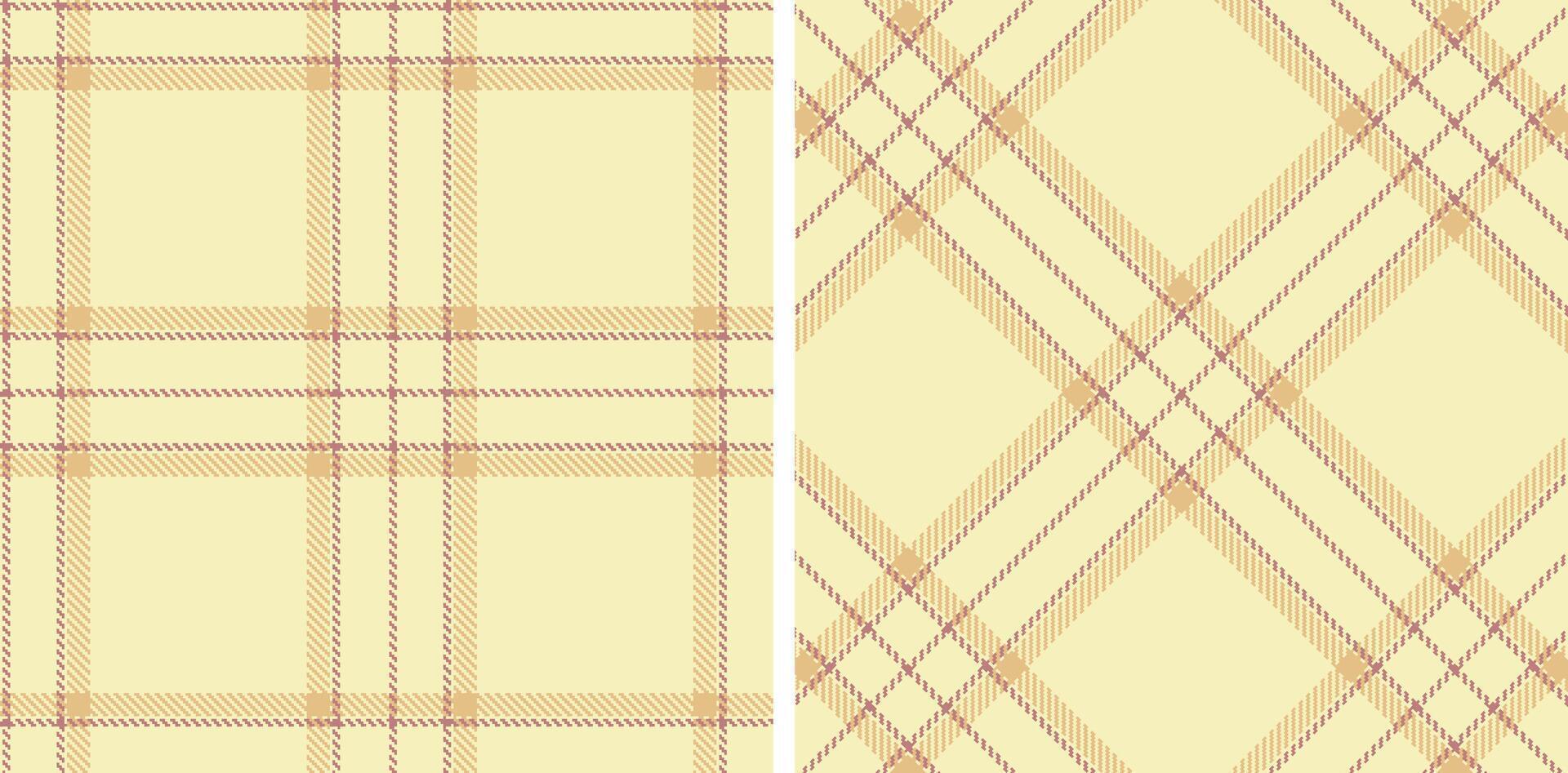 Light Egg Shell and Dusty Brownish Pink Seamless Tartan Fabric Design vector