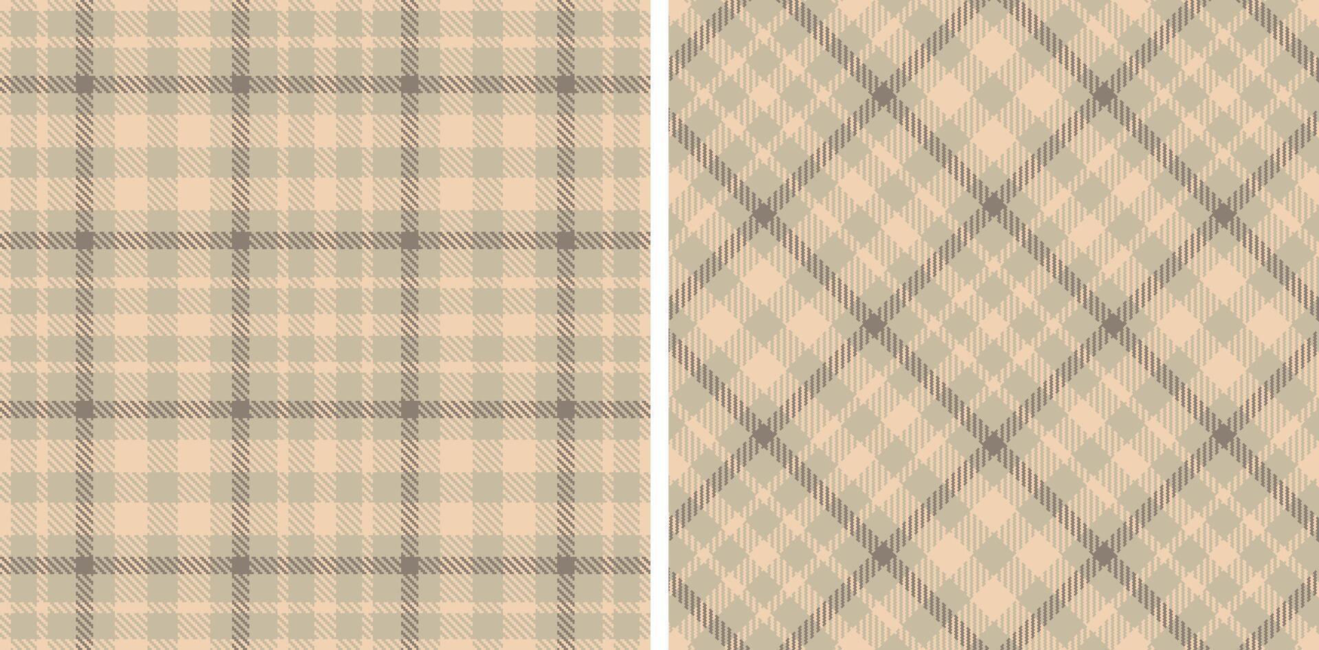 Dusty Putty Seamless Tartan with Muted Light Peach accents Fabric Design vector