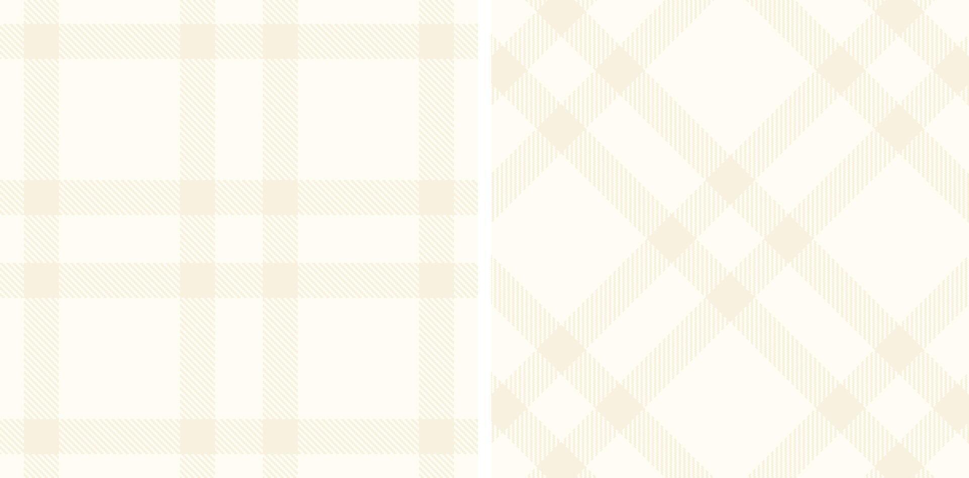 Muted White Seamless Tartan with Deep Off White accents Fabric Design vector