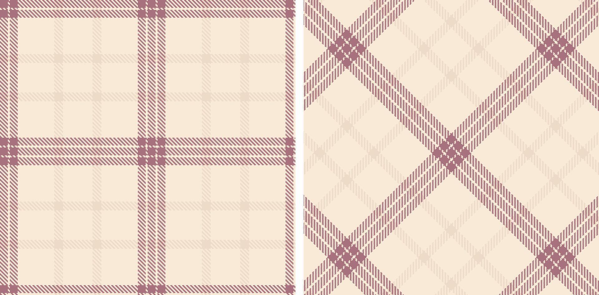 Neon Off White and Neon Mauve Seamless Tartan Fabric Design vector