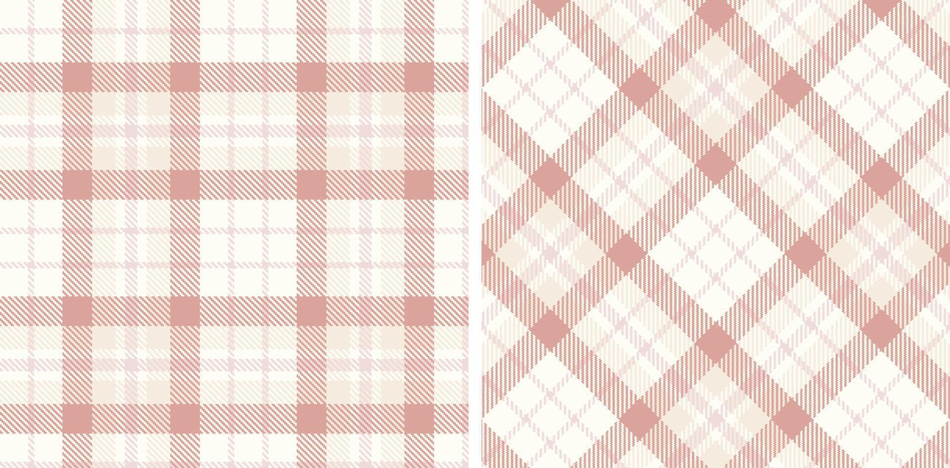 Deep White Seamless Tartan with Muted Very Light Pink accents Fabric Design vector
