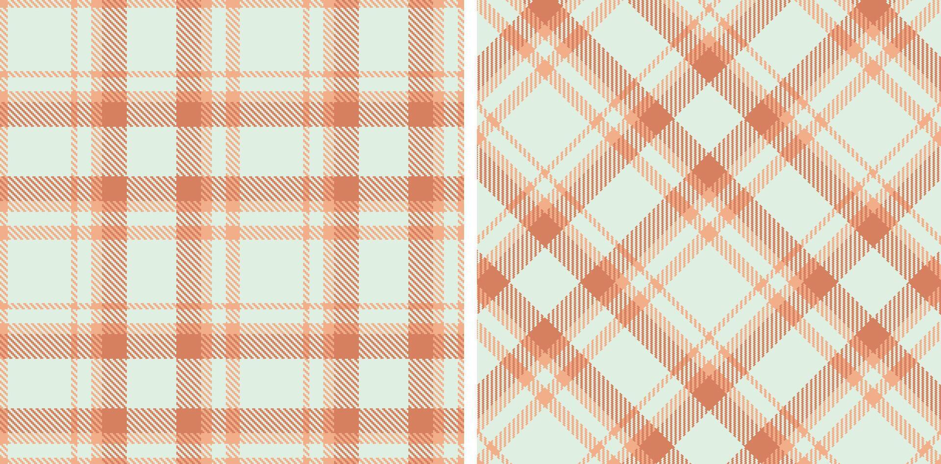 Warm Pale Salmon Seamless Tartan with Muted Ice accents Fabric Design vector