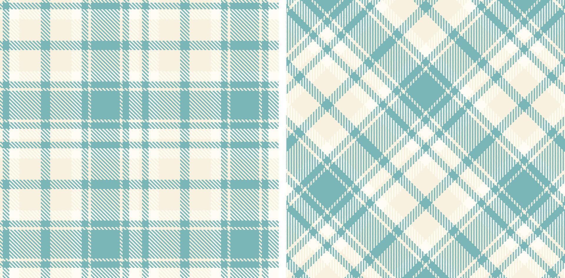 Soft Off White Seamless Tartan with Deep Greyish Teal accents Fabric Design vector