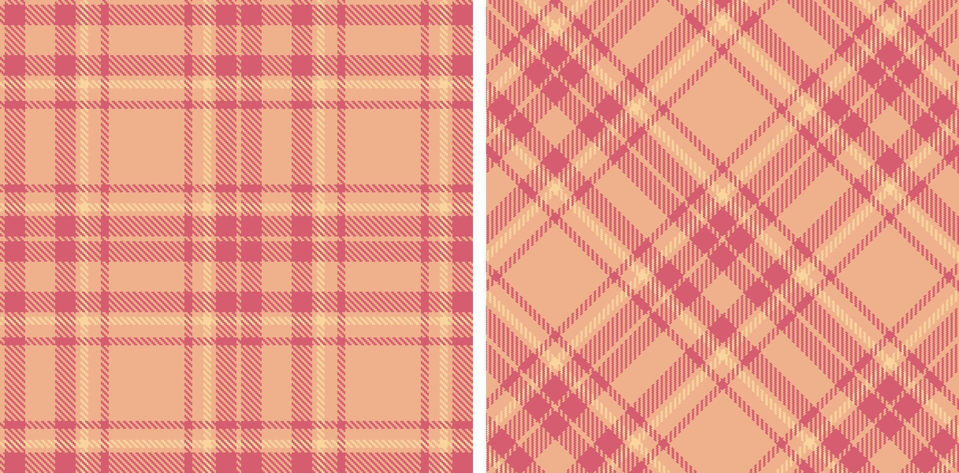 Muted Pale Salmon and Muted Rose Seamless Tartan Fabric Design vector
