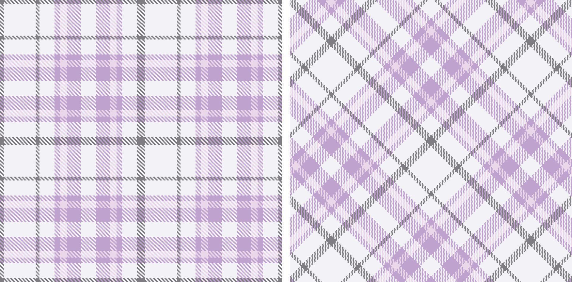 Rich Pale Grey Seamless Tartan with Iridescent Pale Purple accents Fabric Design vector