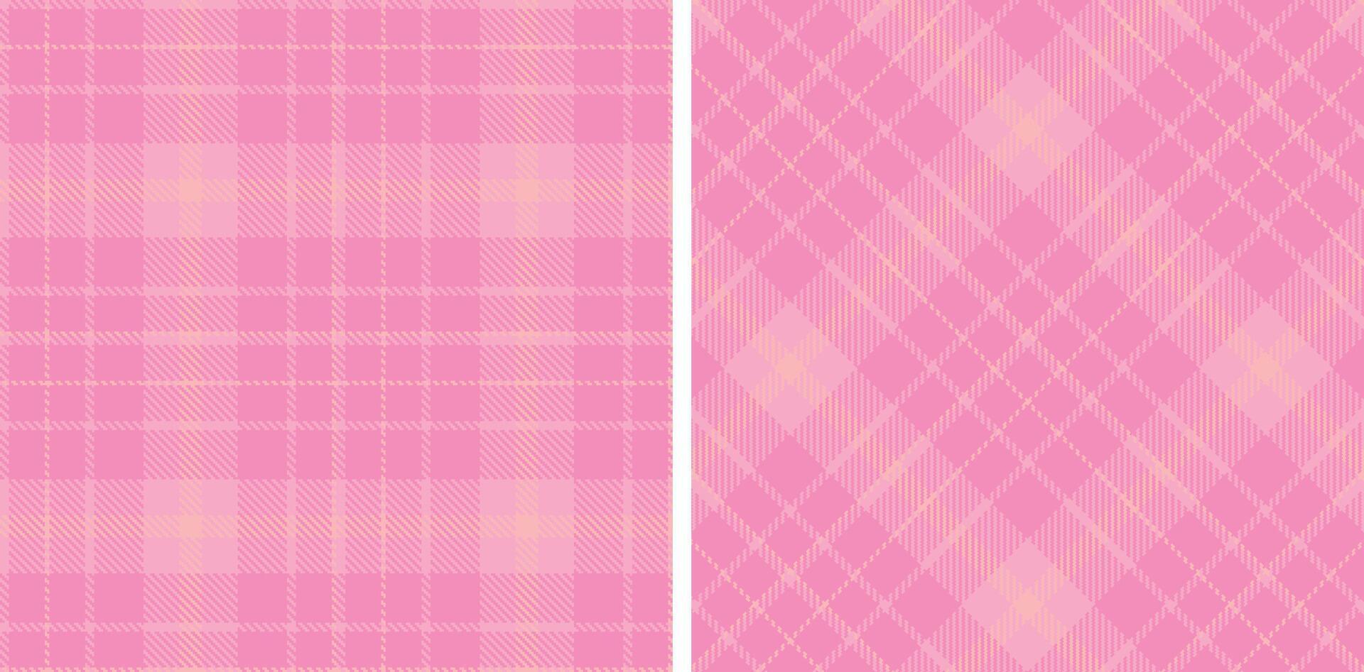 Vivid Powder Pink and Dark Pink Seamless Tartan Fabric Design vector