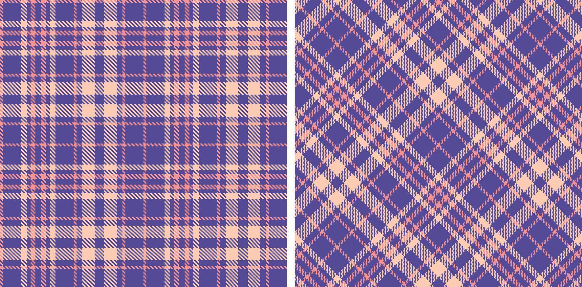 Dusty Blueberry and Bright Blush Seamless Tartan Fabric Design vector