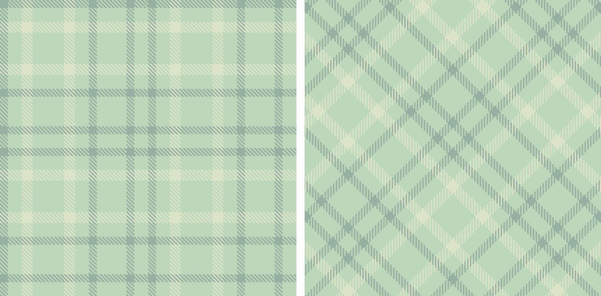 Soft Greenish Grey and Cool Off White Seamless Tartan Fabric Design vector