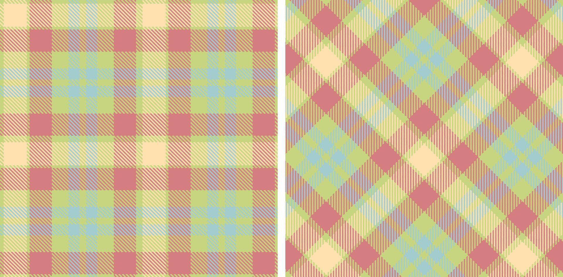 Muted Greenish Beige Seamless Tartan with Dusty Dirty Pink accents Fabric Design vector