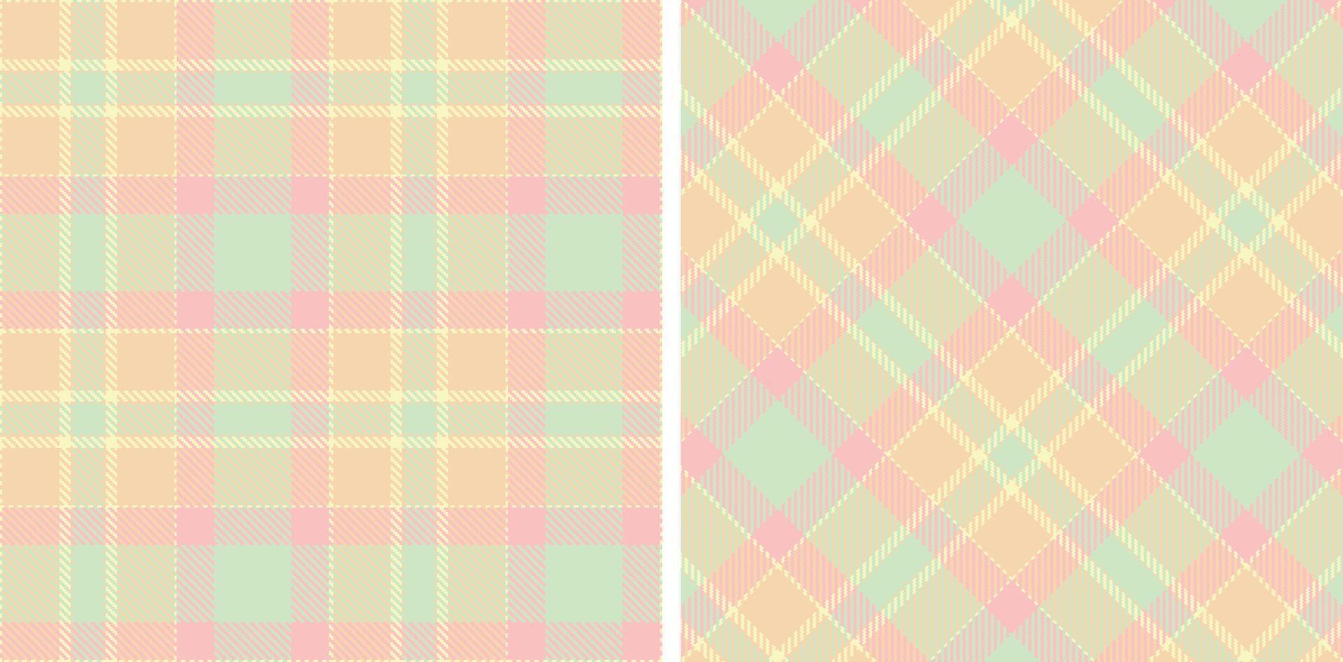 Vivid Cream and Light Light Peach Seamless Tartan Fabric Design vector