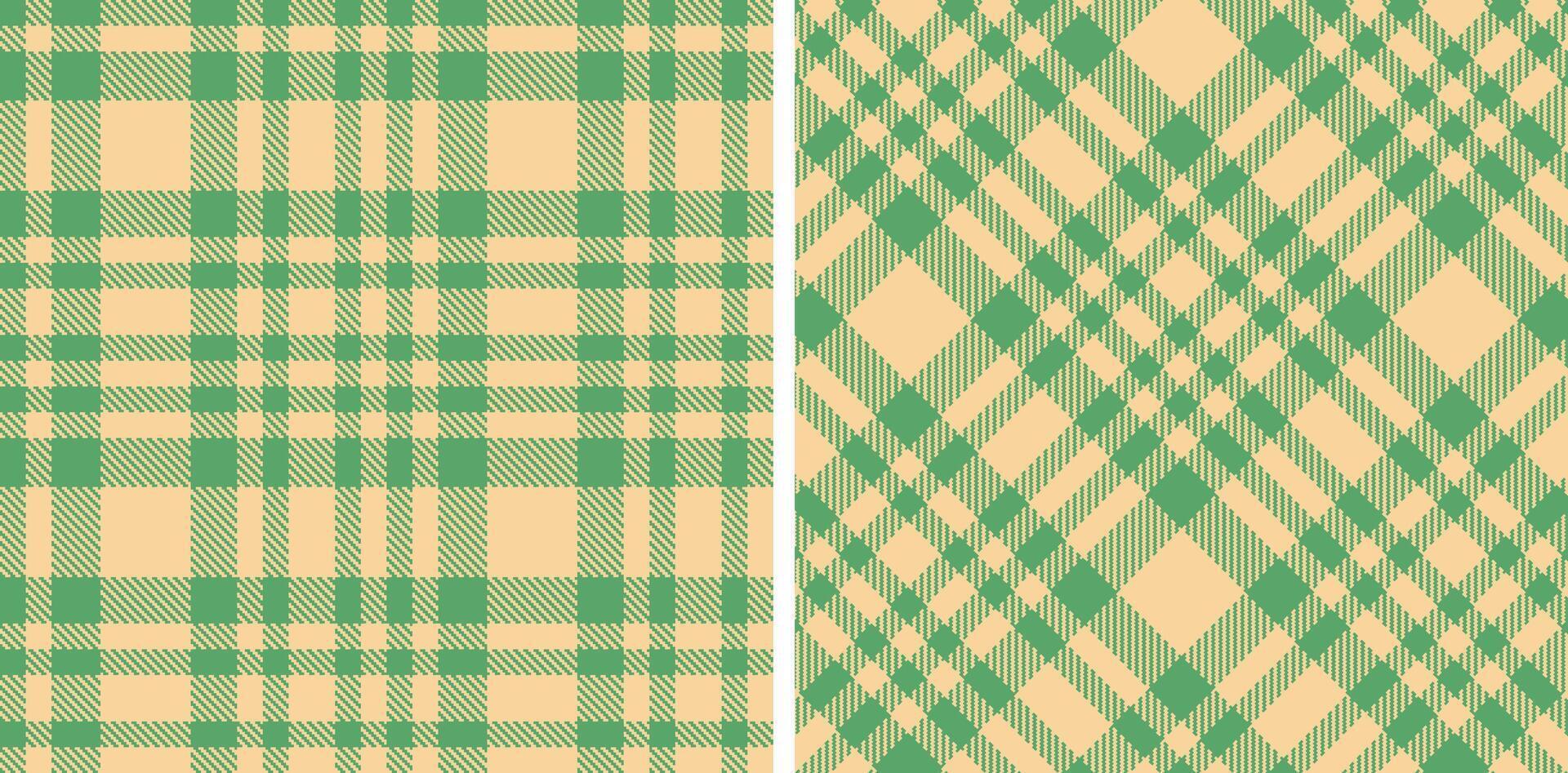 Bright Algae and Pastel Pale Peach Seamless Tartan Fabric Design vector