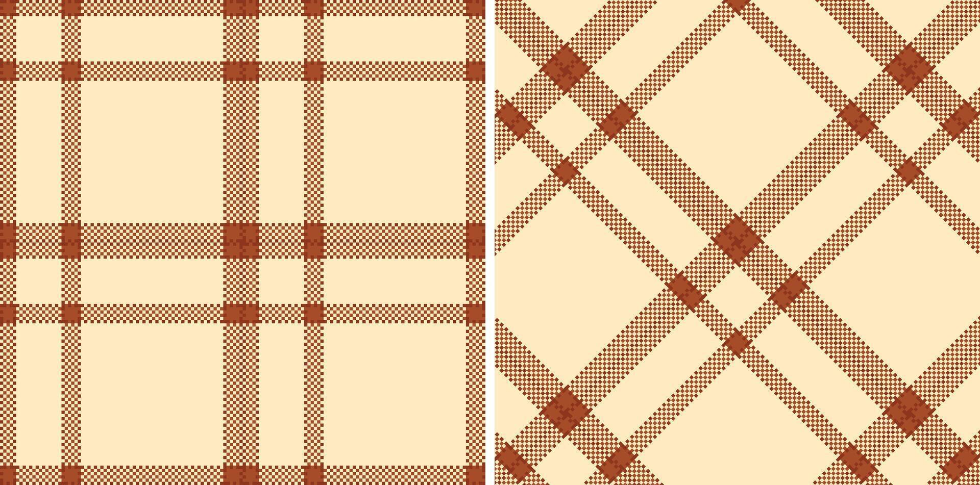Modern Seamless Madras Plaid in Smoky Rust Brown tones Textile Design vector