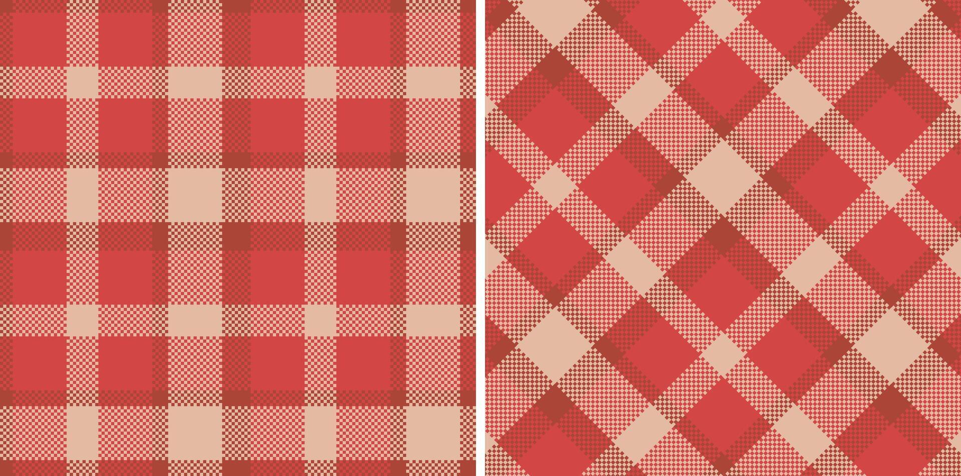 Modern Neon Brownish Red Seamless Madras Plaid Textile Design vector
