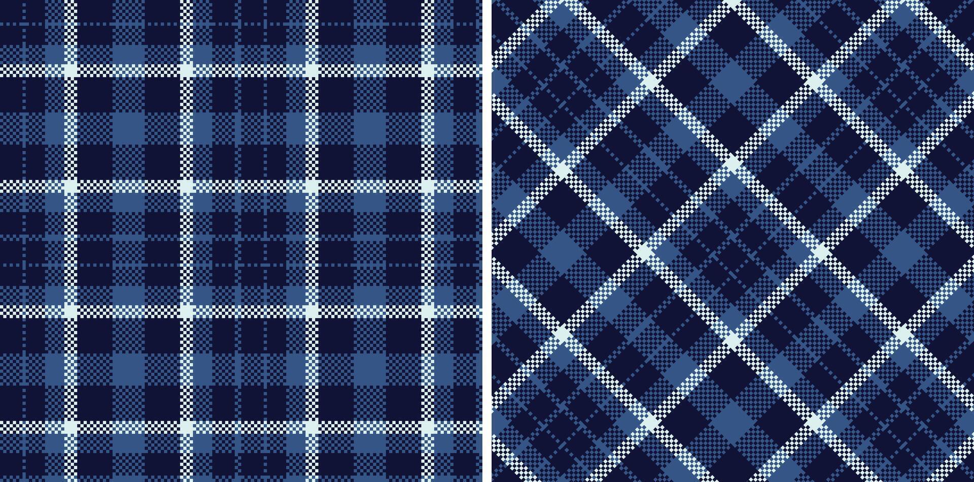 Modern Seamless Madras Plaid in Deep Dark Navy tones Textile Design vector