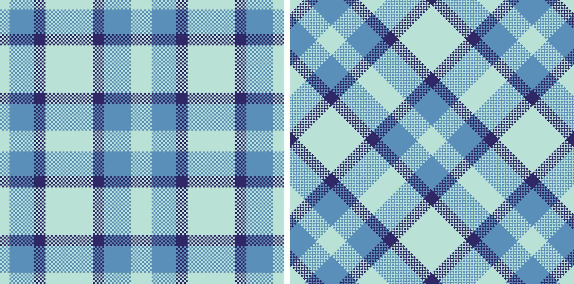 Modern Seamless Madras Plaid in Deep Duck Egg Blue tones Textile Design vector