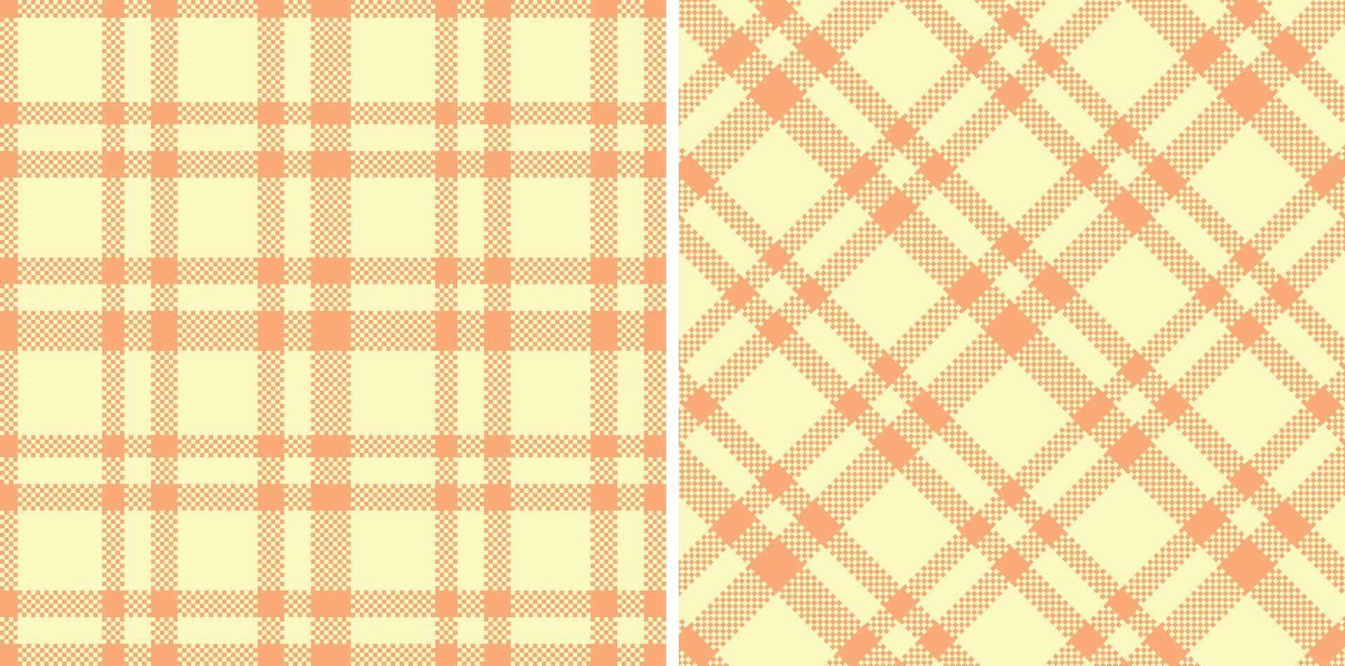 Modern Deep Peach Seamless Madras Plaid Textile Design vector