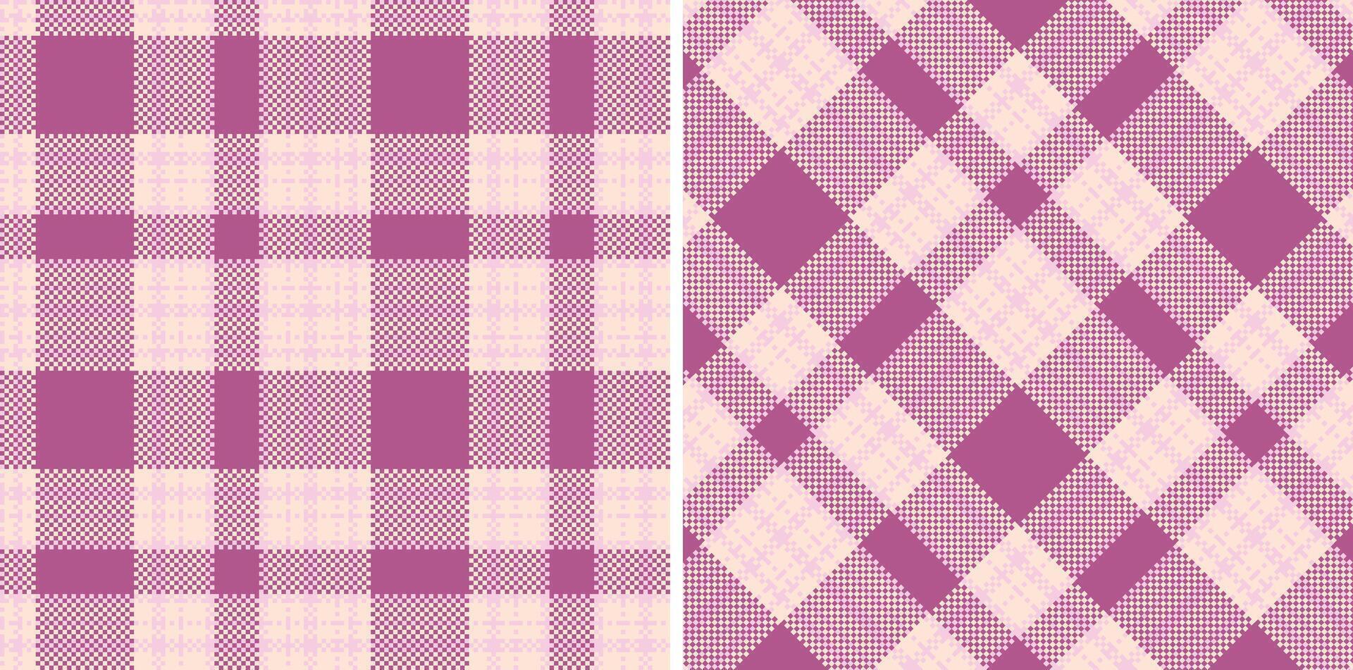 Modern Seamless Madras Plaid in Vivid Pale Mauve tones Textile Design vector