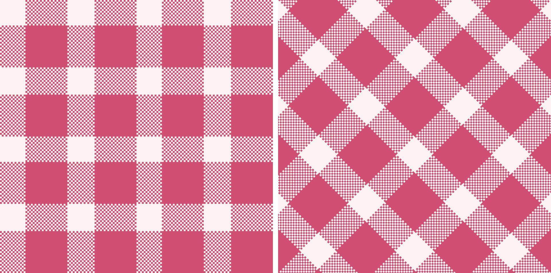 Soft Very Light Pink and Pale Dark Pink Seamless Madras Plaid Textile Design vector