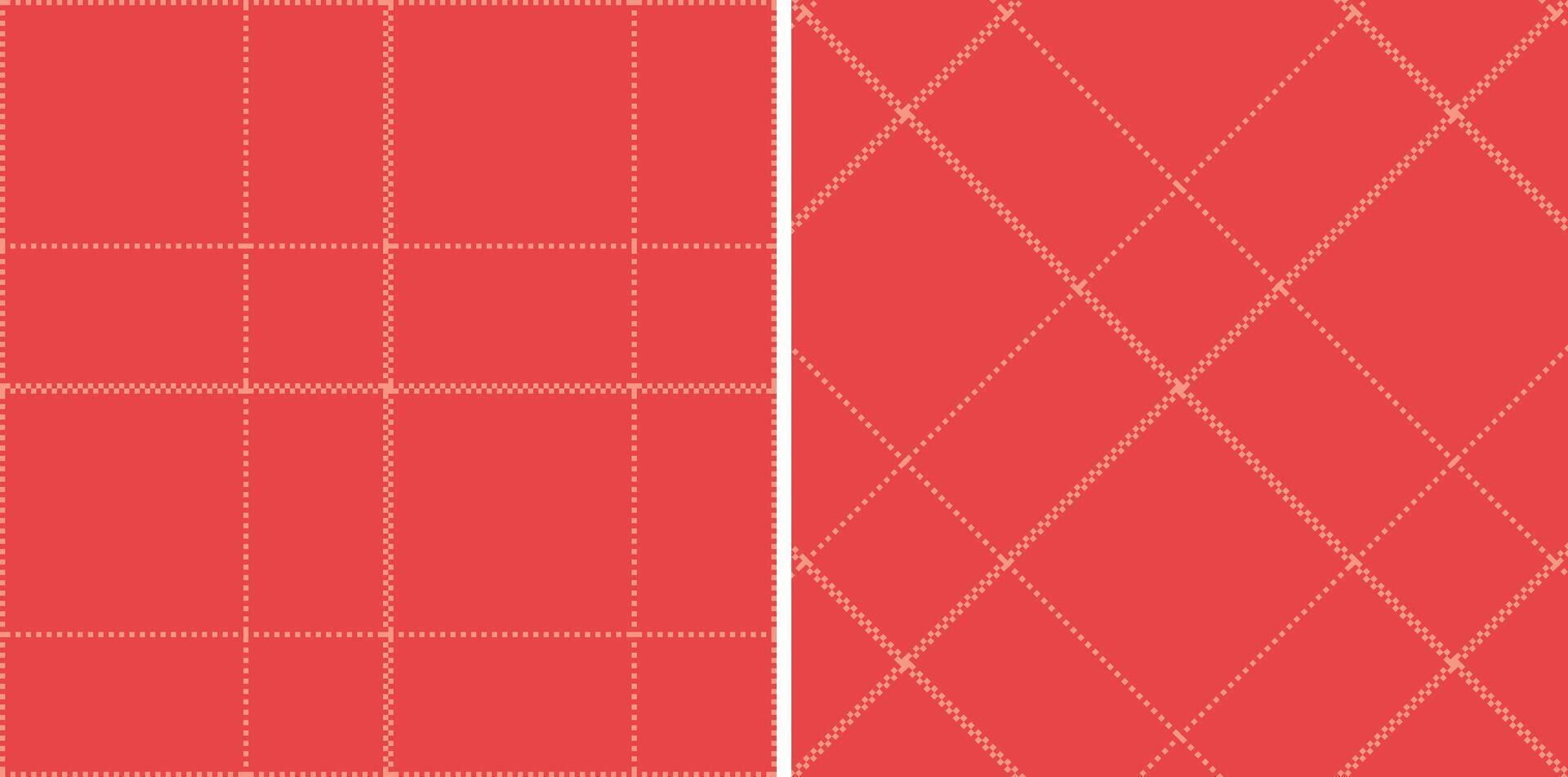 Pale Peachy Pink Seamless Madras Plaid with Bright Grapefruit accents Textile Design vector