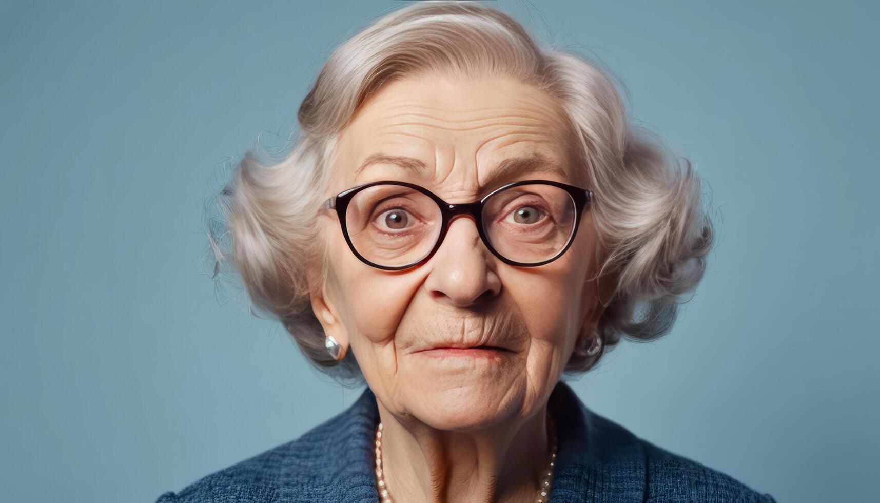 Portrait of a Senior Woman with Gray Hair and Glasses photo