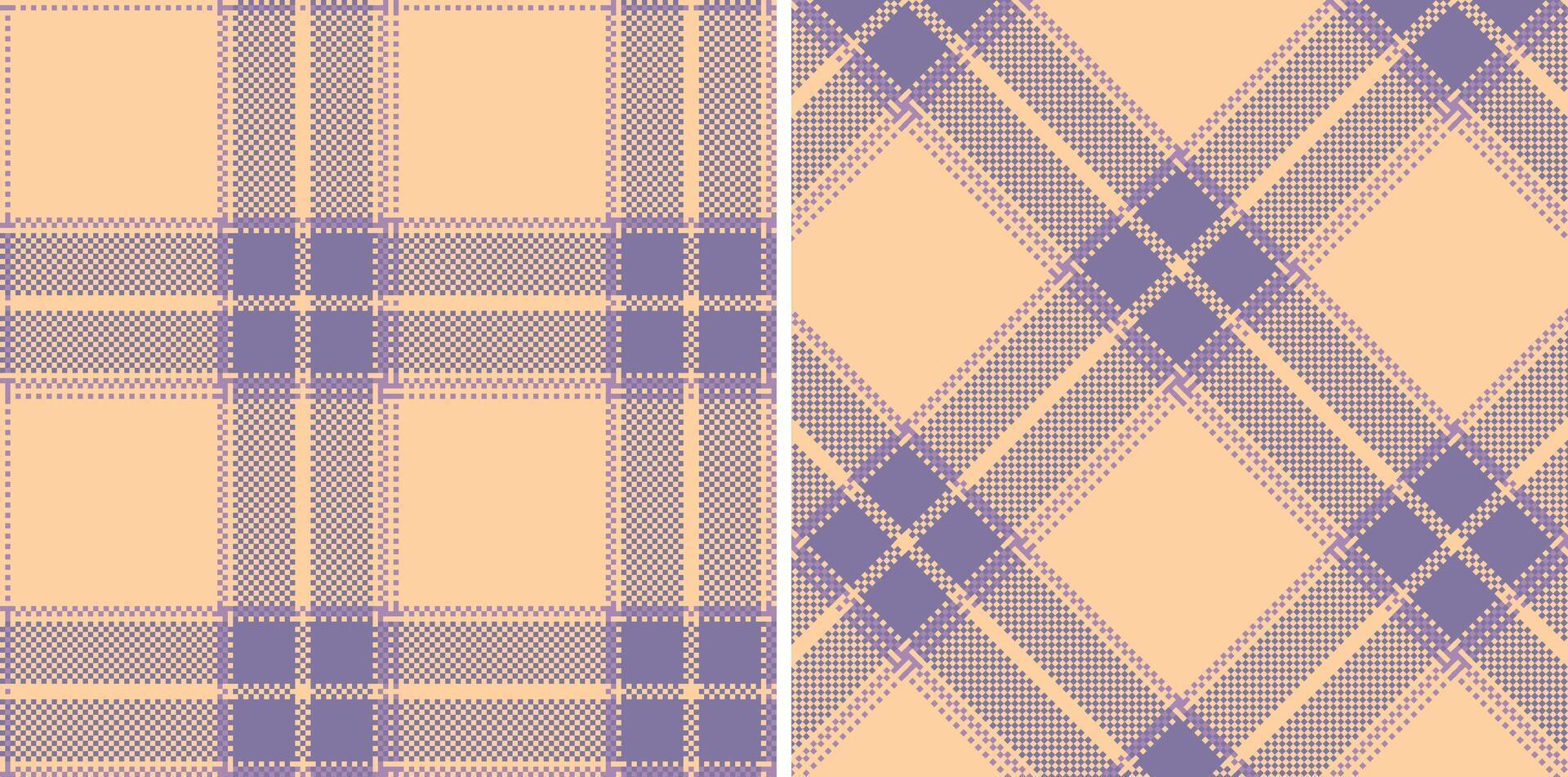 Light Light Peach and Vivid Heather Seamless Madras Plaid Textile Design vector