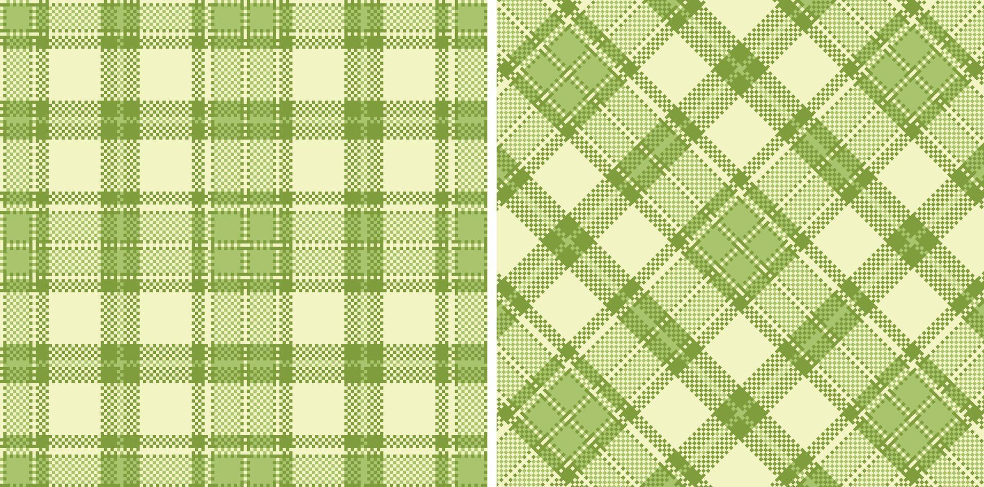 Rich Mossy Green Seamless Madras Plaid with Neon Cream accents Textile Design vector