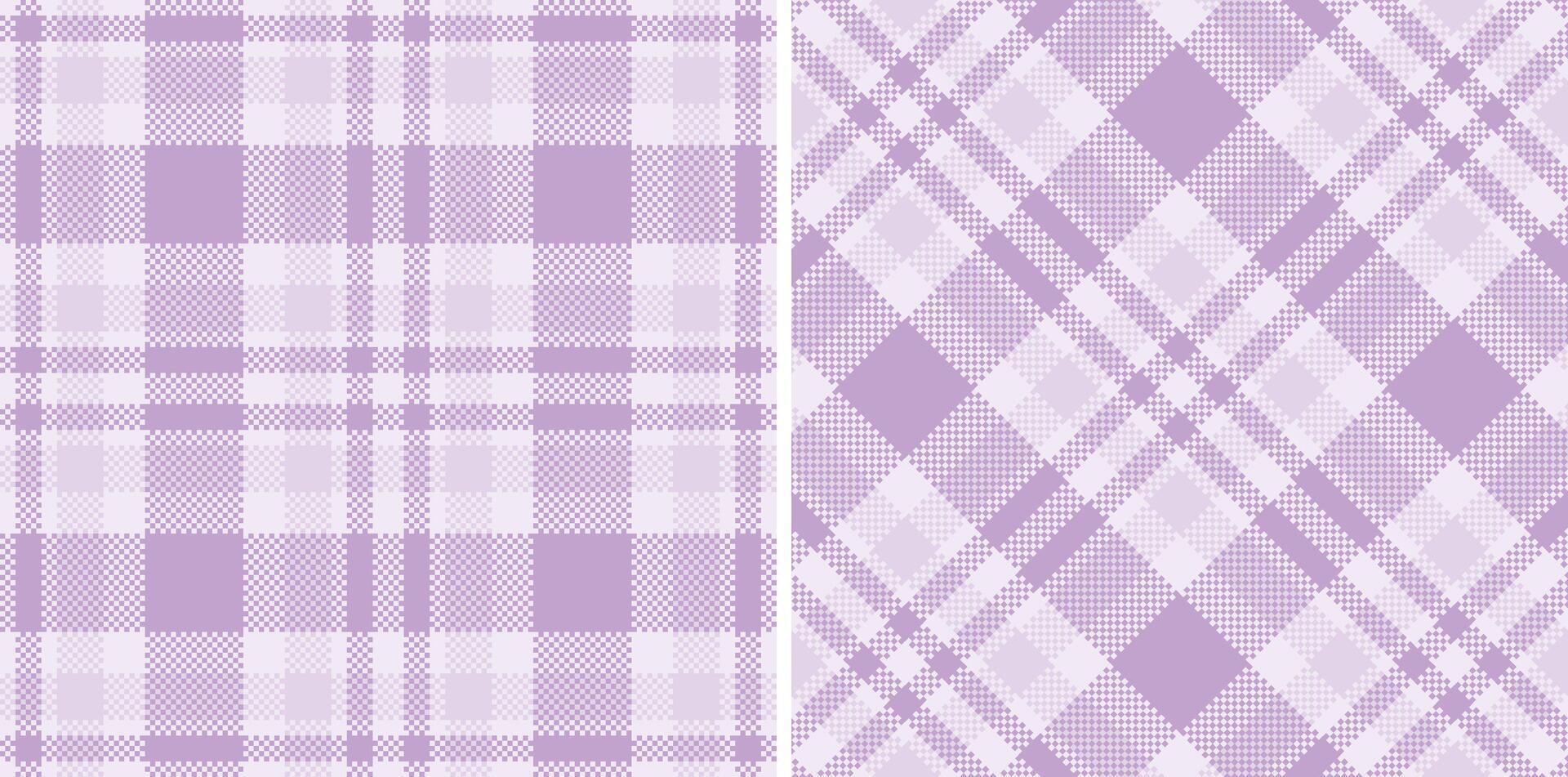 Cool Pale Grey and Neon Lilac Seamless Madras Plaid Textile Design vector