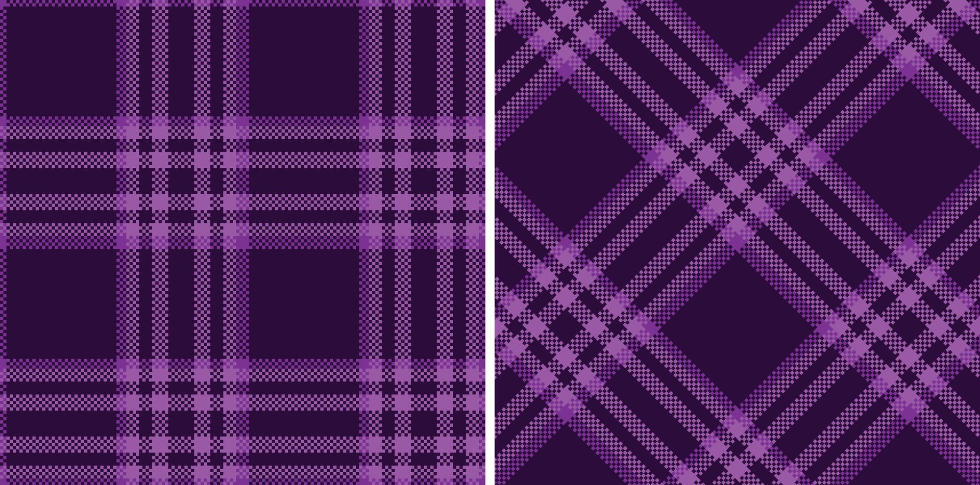 Bright Midnight Purple and Bright Heliotrope Seamless Madras Plaid Textile Design vector