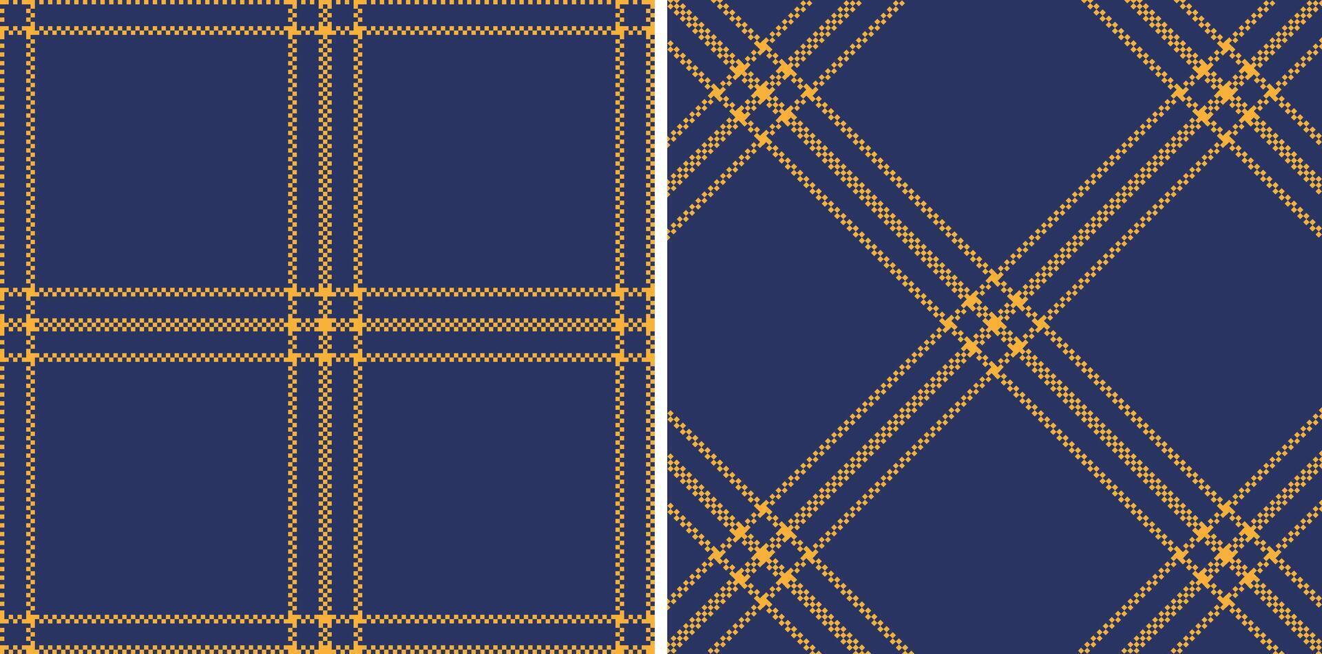 Warm Butterscotch Seamless Madras Plaid with Pastel Marine accents Textile Design vector