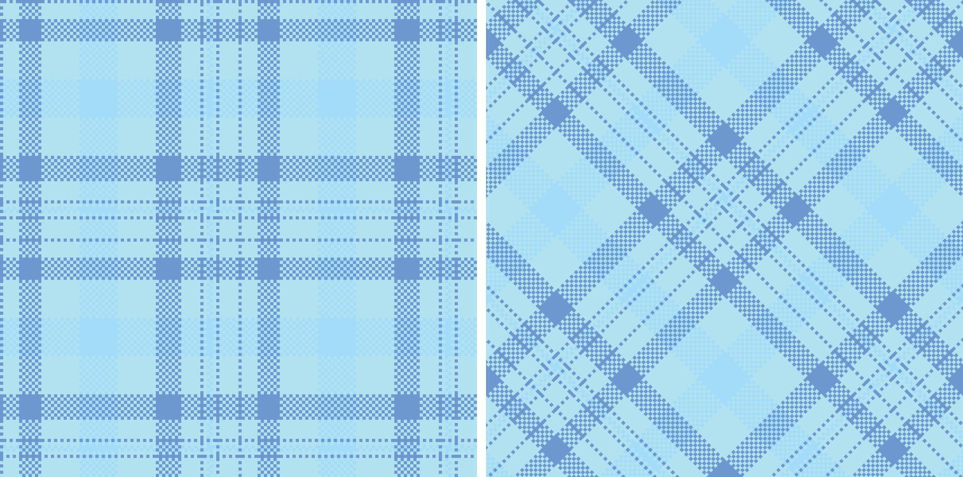 Light Robin's Egg Blue and Rich Dark Sky Blue Seamless Madras Plaid Textile Design vector