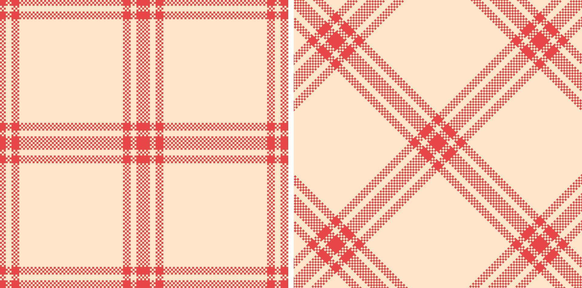 Deep Grapefruit and Iridescent Light Peach Seamless Madras Plaid Textile Design vector