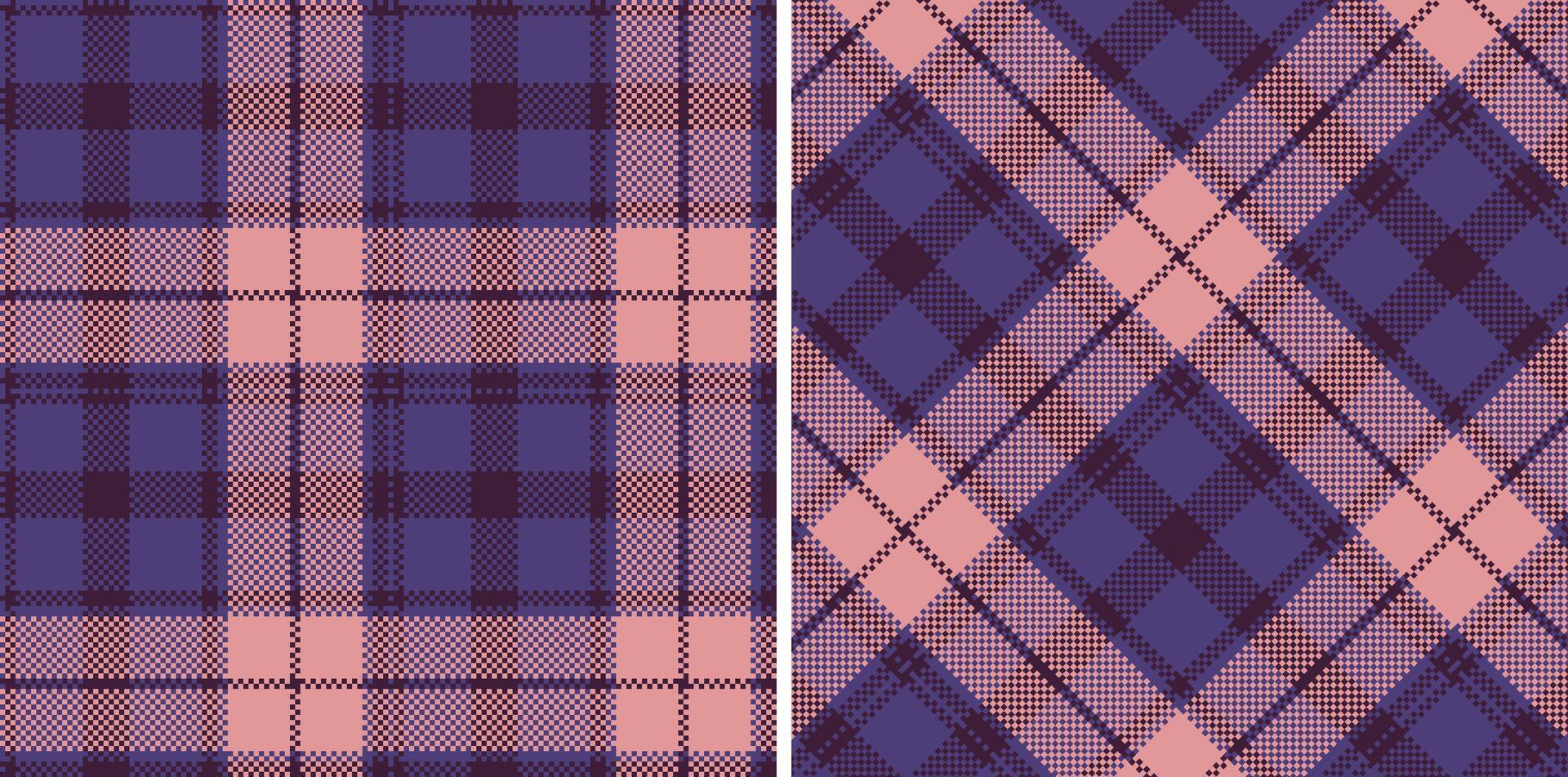 Warm Twilight Seamless Madras Plaid with Vivid Aubergine accents Textile Design vector