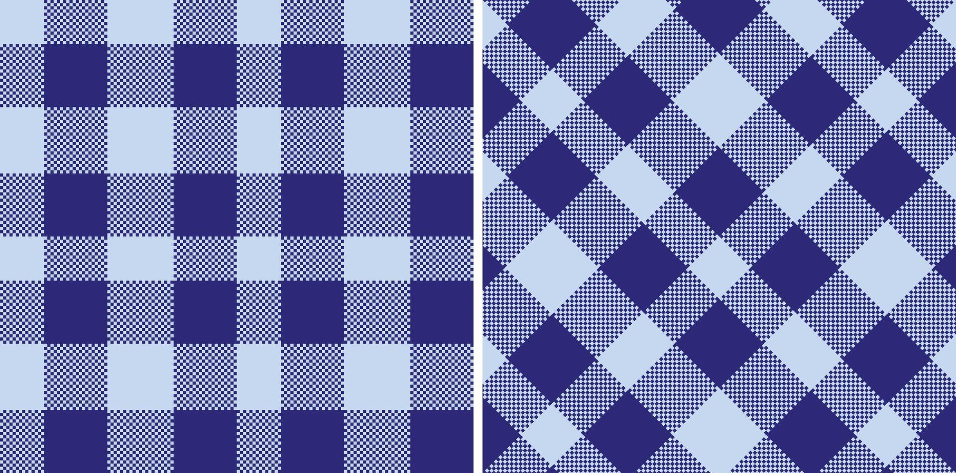 Modern Deep Powder Blue Seamless Madras Plaid Textile Design vector