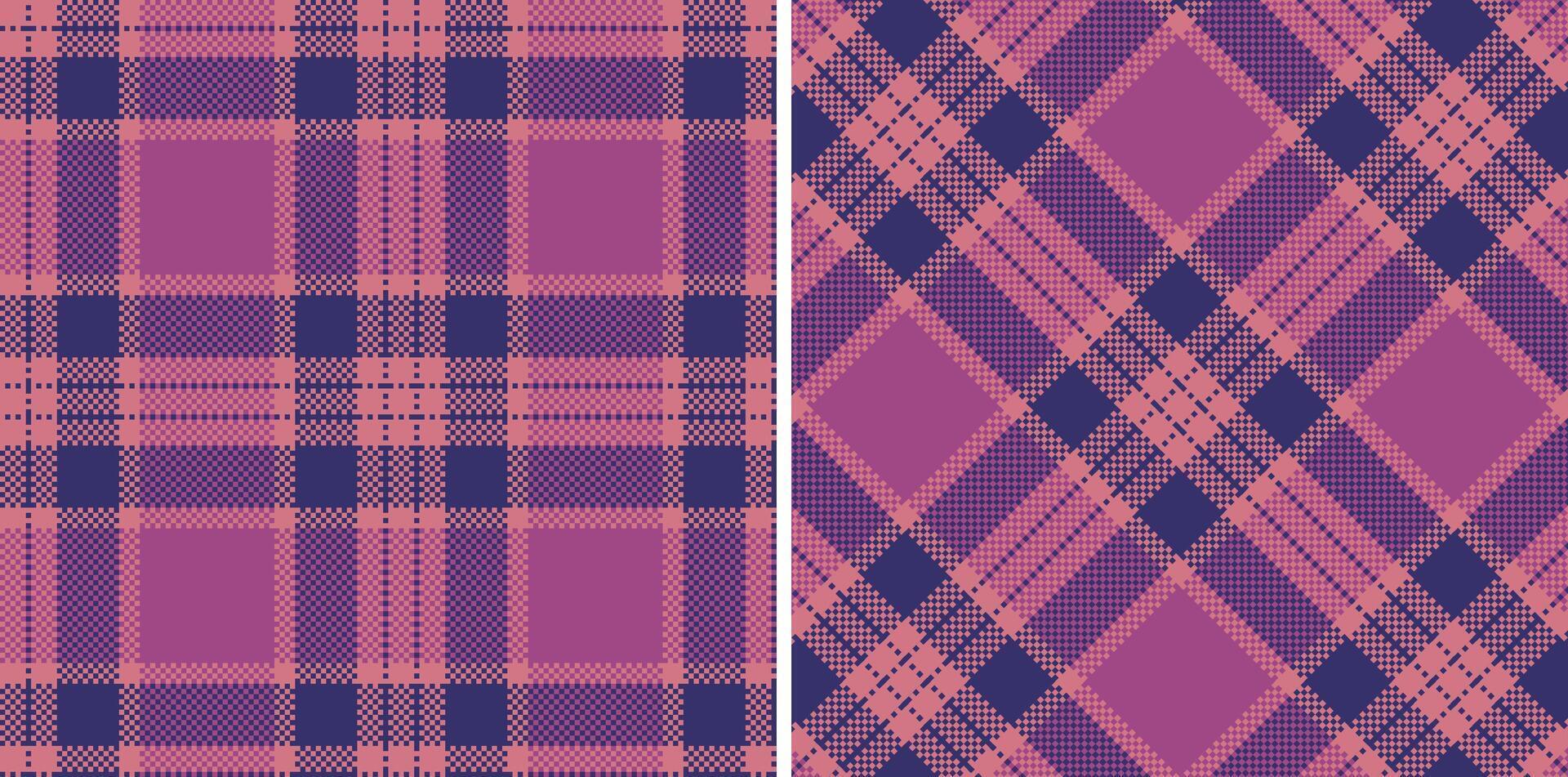 Dusty Ugly Pink and Deep Marine Seamless Madras Plaid Textile Design vector