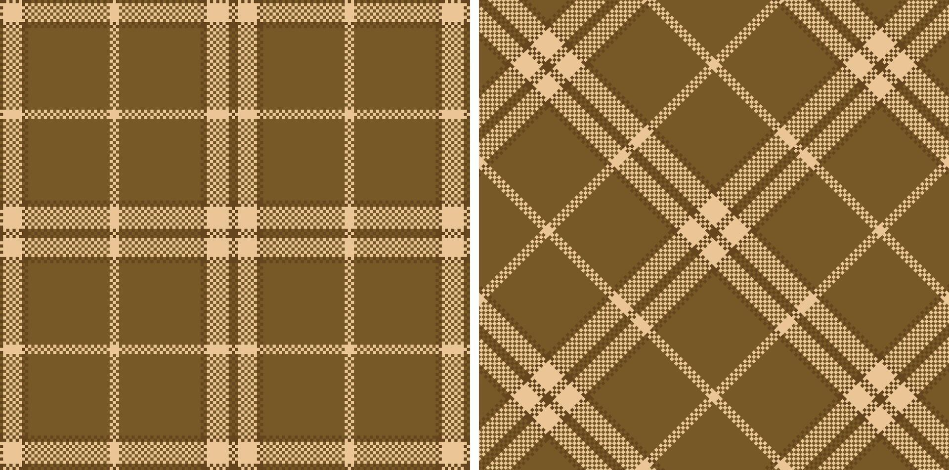 Pastel Mud Brown and Bright Very Light Brown Seamless Madras Plaid Textile Design vector